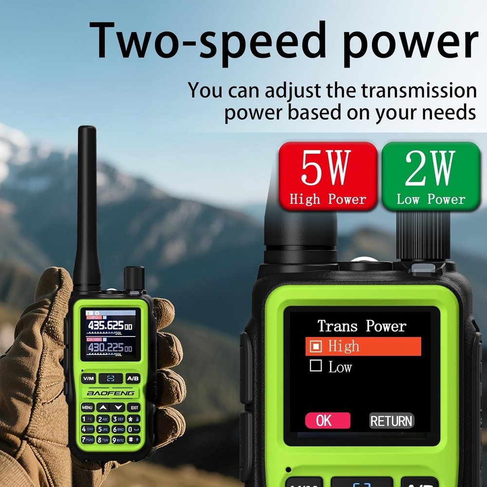 2x UV5R-Mini Ham Compact Radio Green Bluetooth App Program 999CH USB-C Charge