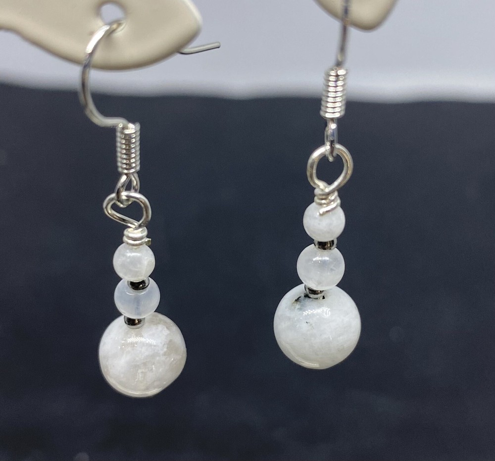 Blue Moonstone Genuine Stone Handmade Earrings