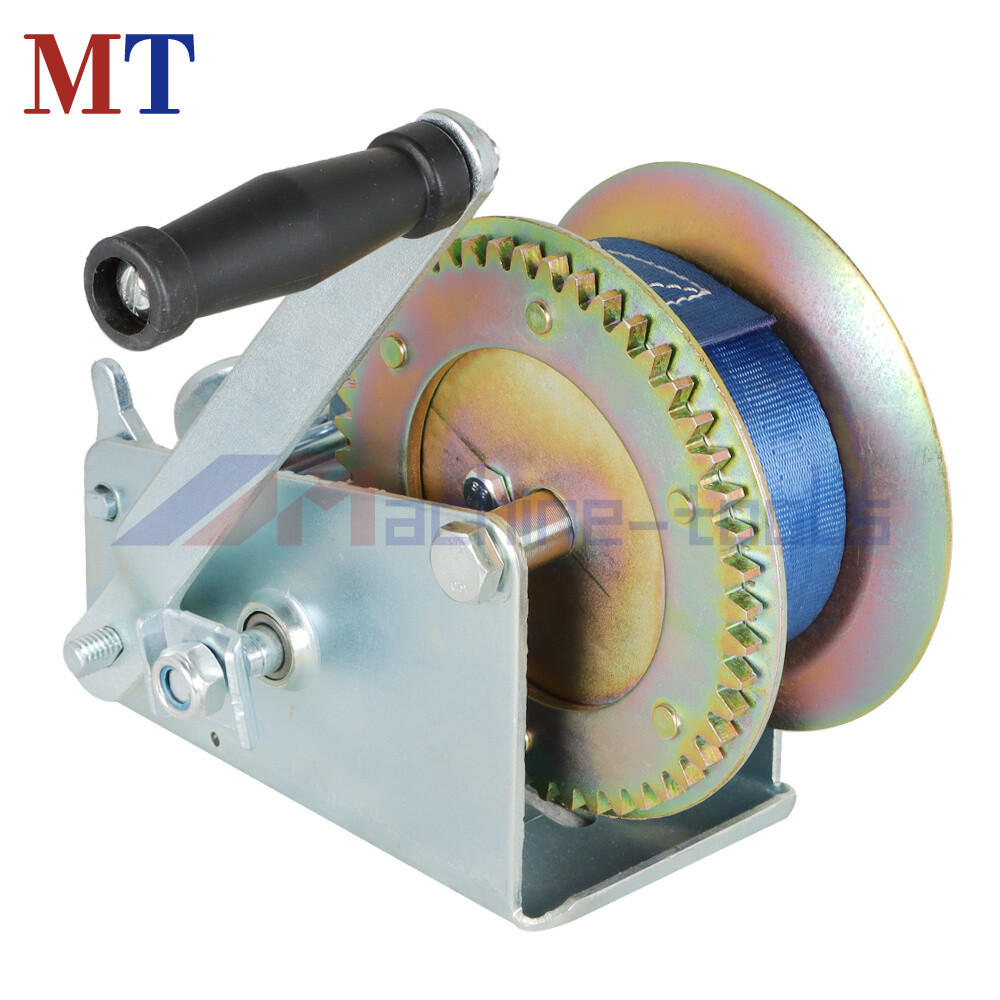 Blue 3500lbs Hand Winch Boat Use Manual Winch W/ 10m (32ft) Strap Winch