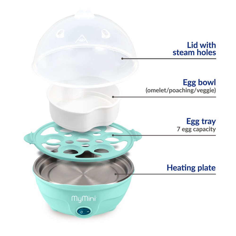 Premium 7-Egg Cooker Cool-Touch Handles One-Touch Cooking Compact Design Kitchen