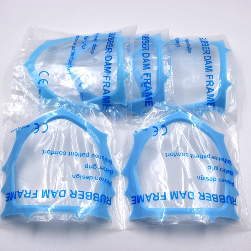 5 Pcs Dental Plastic Polypropylene Rubber Dam Sheet Frame Holder Brackets Blue