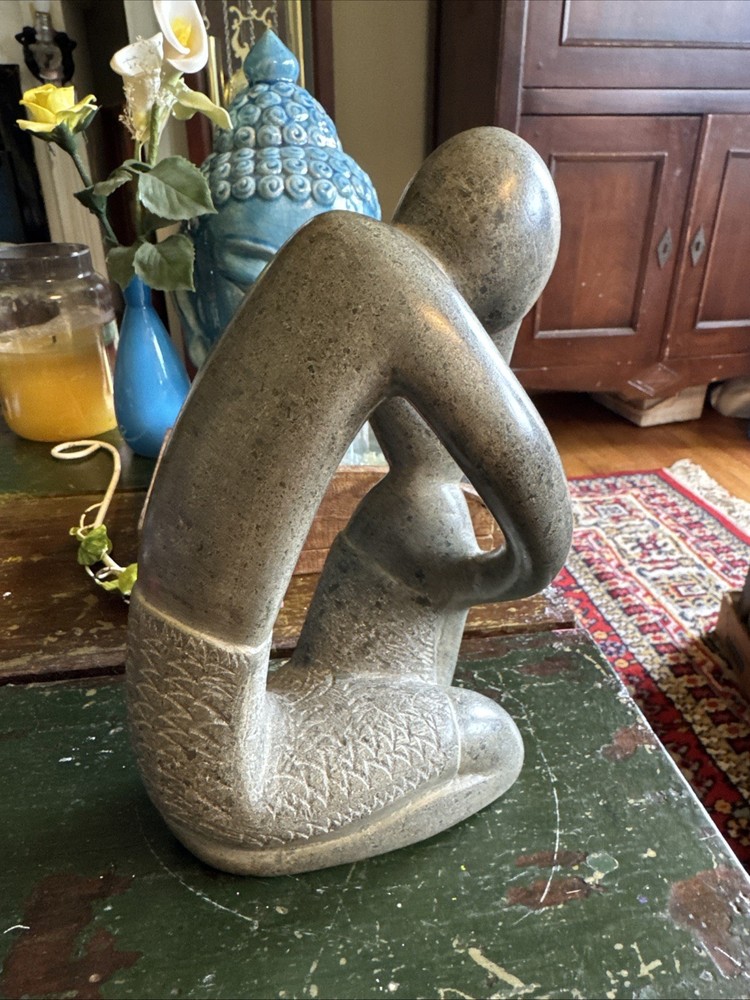 Hand Carved Grey Polished Granite Stone Sculpture
