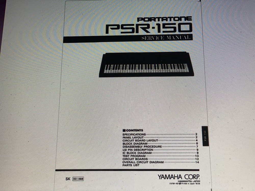 Yamaha Psr-150 Service Manual Digital