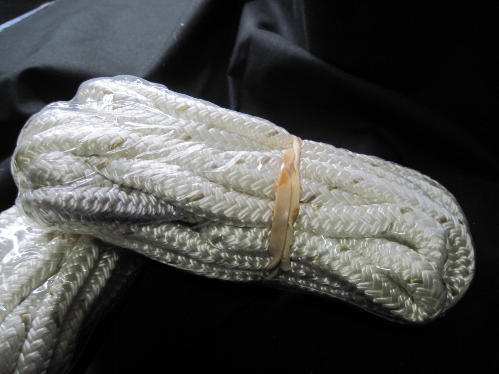 Dock Line Double Braid 3/8"x 15' w 12" Eye Splice Dock Rope 2Pkgs ea 15' White