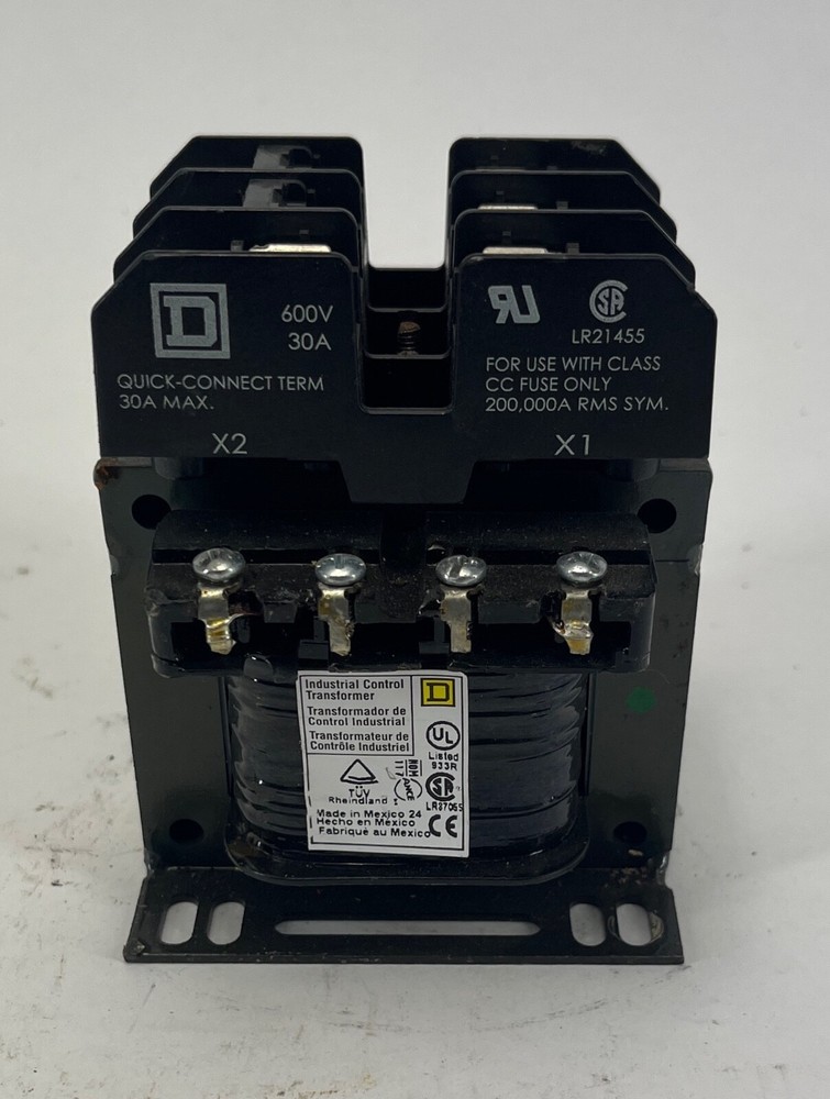 Square D Ind. Control Transformer 9070TF75D1 & LR21455 Quick-Connect Term (6446)