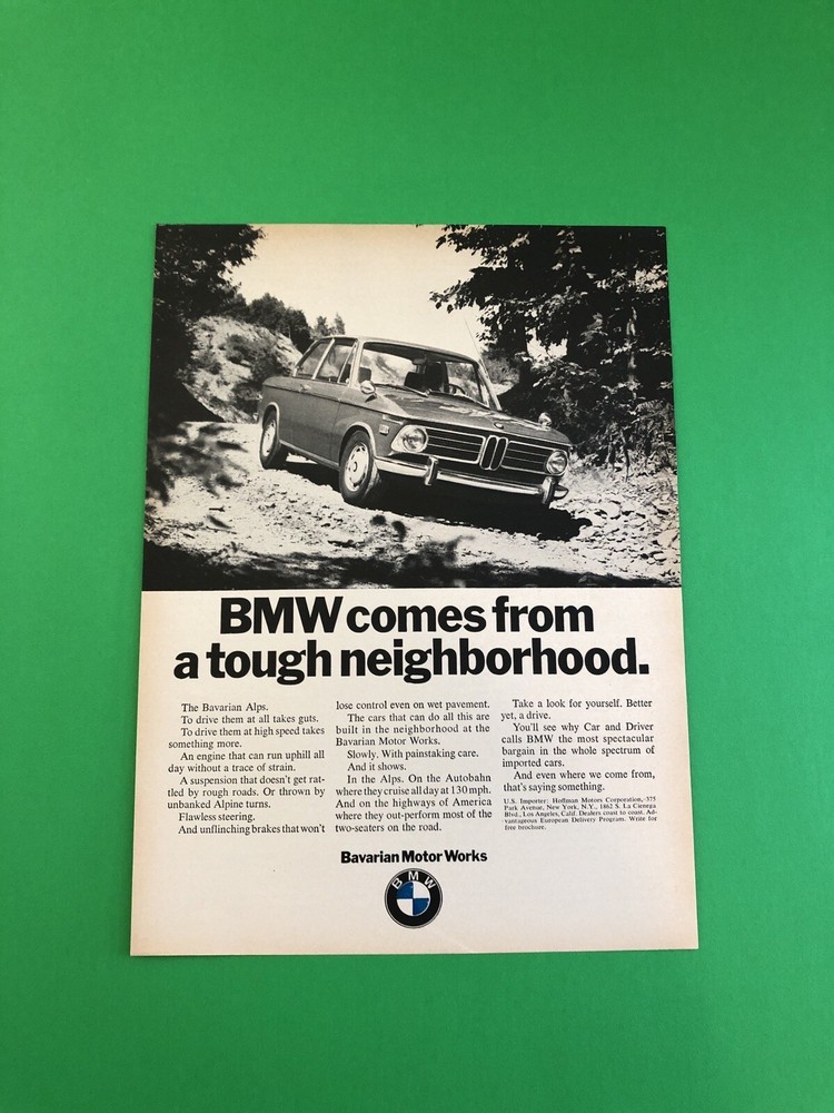 BMW ORIGINAL VINTAGE PRINT AD ADVERTISEMENT PRINTED