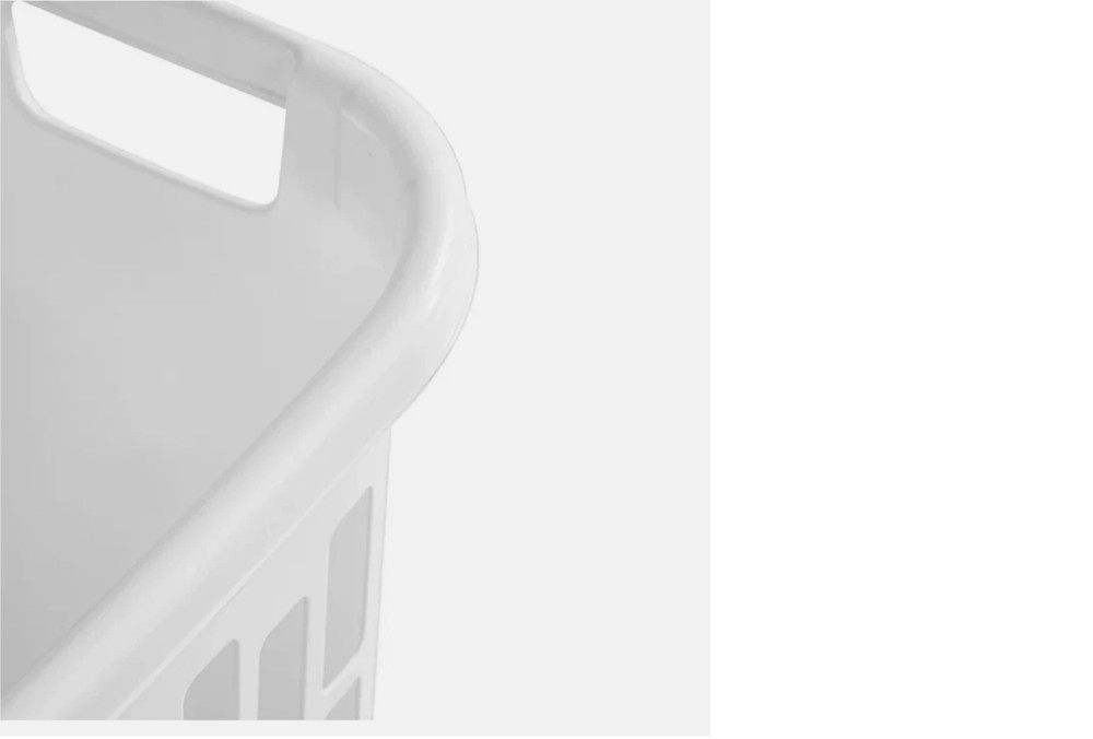 Mainstays Rectangular Open Plastic Hamper, for Narrow Spaces, White, Adult