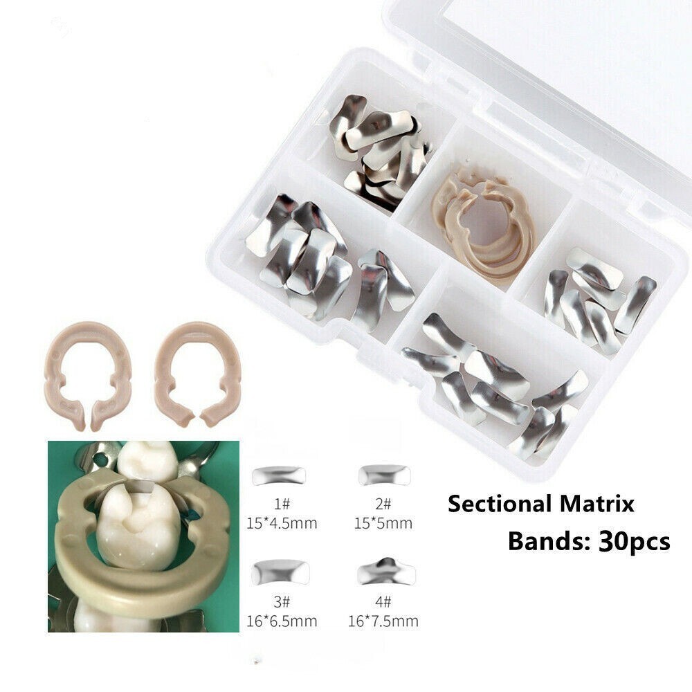 Dental Sectional Contoured Matrices Matrix Bands Clamping Separating Ring Kit