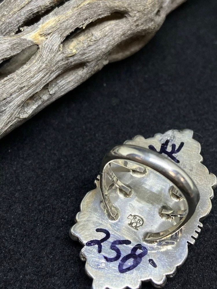 Handmade Navajo Orange Spiny Oyster Shell Sterling silver ring size 5