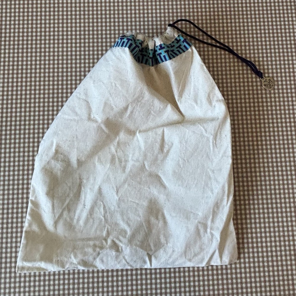 Tory Burch Dust Bag Medium Cotton Canvas Drawstring Storage Logo Charm