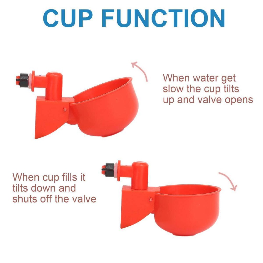 12Pcs Automatic Water Cups Poultry Drinker Waterer Chicken Duck Quail Drinking