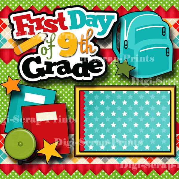 NINTH 9TH GRADE high School 2 premade scrapbook pages printed digiscrap A0371