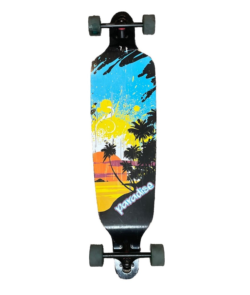 Tropical Paradise Drop through Longboard Palm Tree Ocean 10” 40”