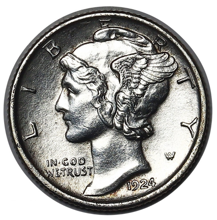 1924-D Mercury Dime, Full Split Bands, Choice BU++ Coins