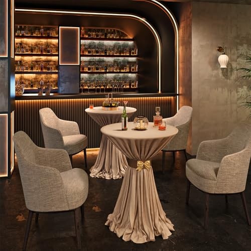 Bar Table, Height-Adjustable Round Pub Table 27-35.4 Inches with 1 White