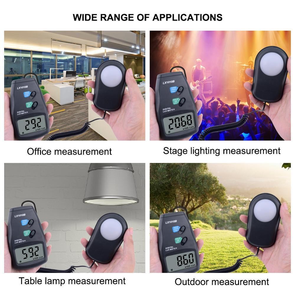 12-Digit LCD Display Digital Light Meter LX-1010B illuminance Meter Tool