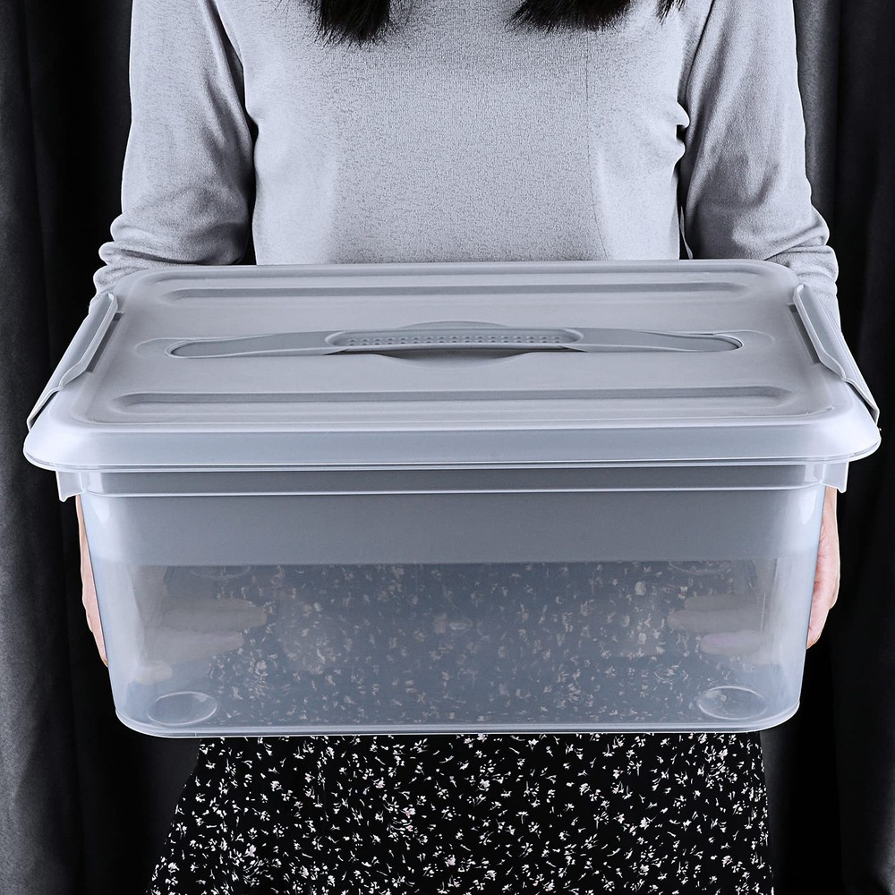 Stack & Carry , Clear Plastic Storage Container Stackable Home Utility with R...
