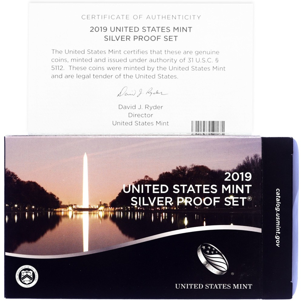 Empty Packaging Replacement Silver Proof Set Box & COA No Coins 2019