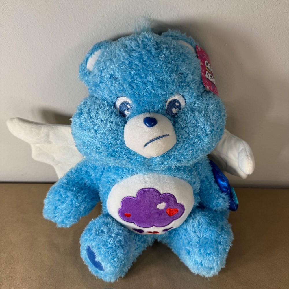 Care Bears Grumpy Bear Cupid Plush Blue NWT Valentine Wings Heart Bow