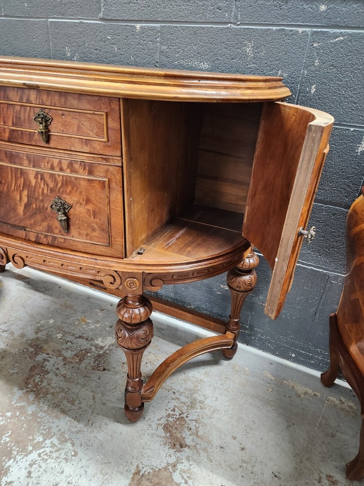 Edwardian Sideboard Buffet Mahogany Bow Front-Vintage