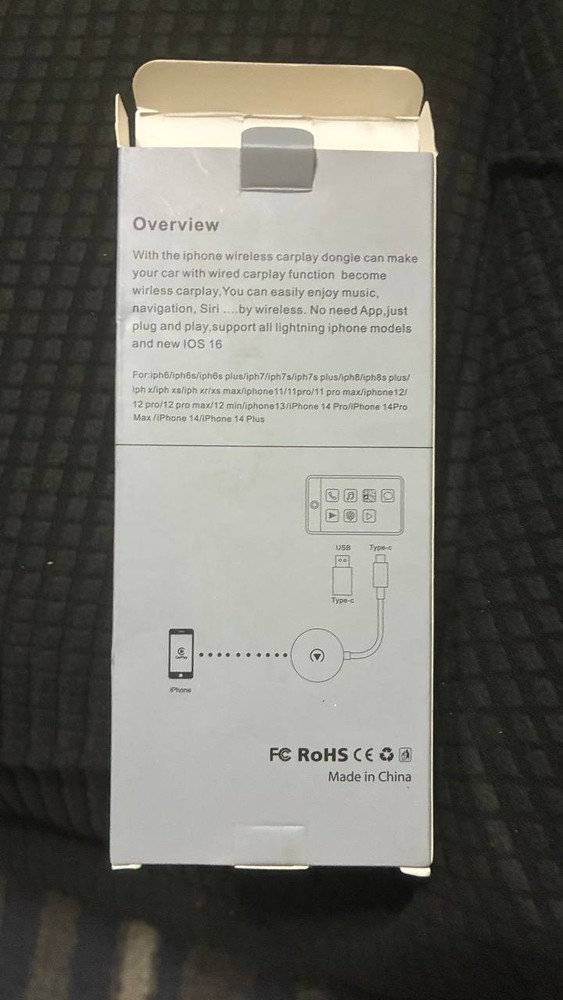Wireless CarPlay Adapter for Apple iPhone iOS 10+ Plug & Play 2024 Upgrade TypeC
