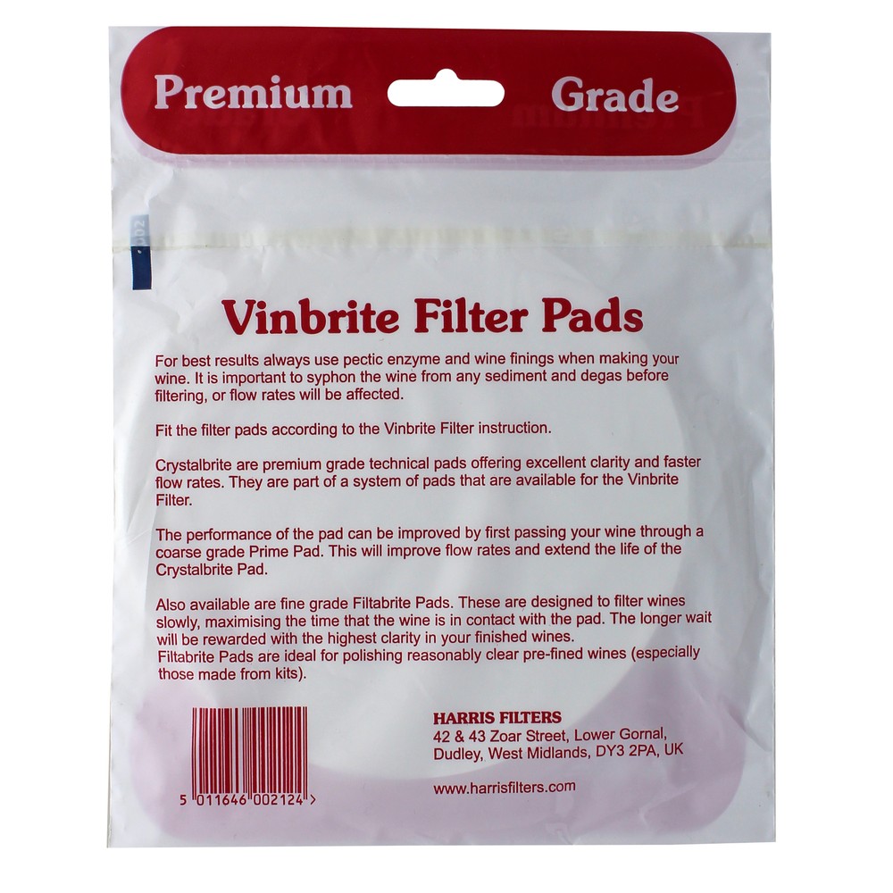 Crystalbrite Filter Pads 5-pack, Use with Vinbrite MK3 Filter Kit