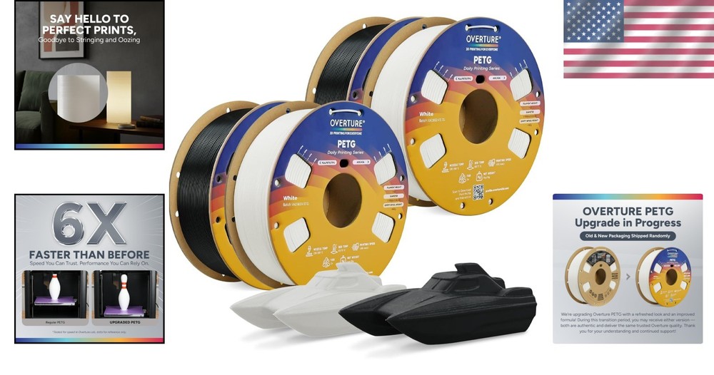 PETG Filament Bundle, 4 Pack, Dimensional Accuracy