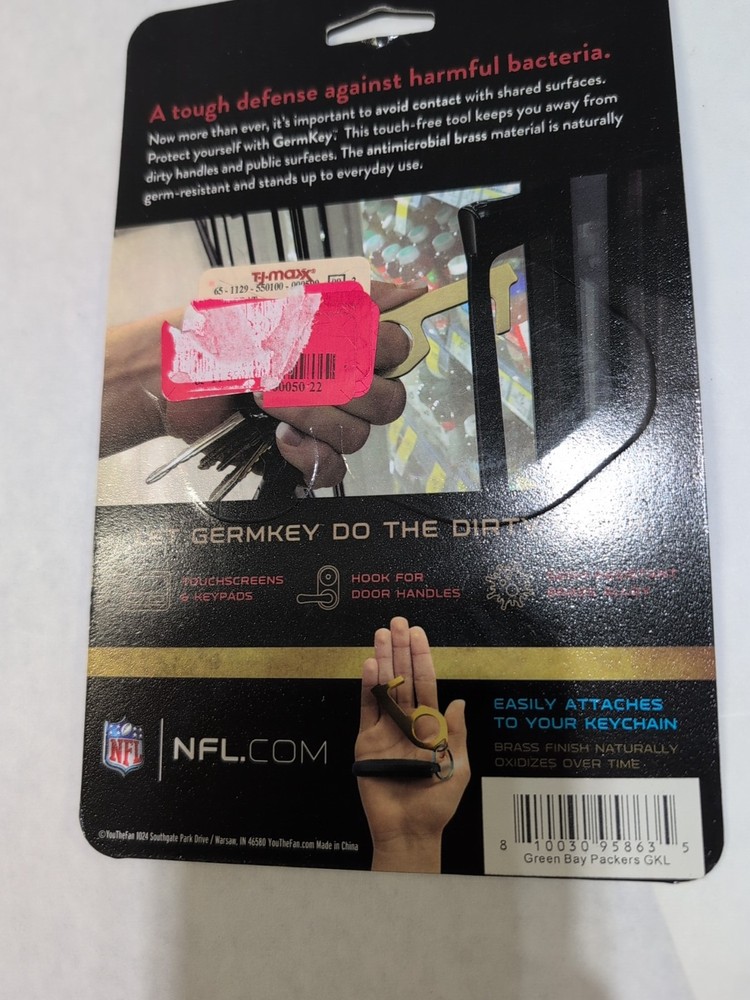 Packers Germkey - NFL Antimicrobial Brass