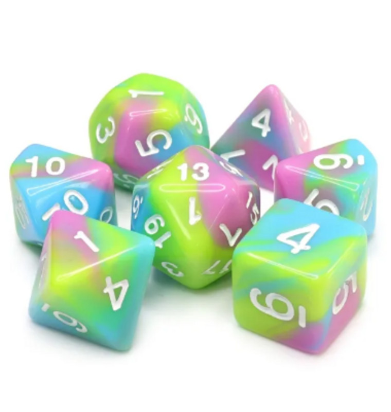 🦄Rainbow Pastel Dice Set | Poly RPG DnD Dungeons Dragons AD&D Pathfinder d20 B
