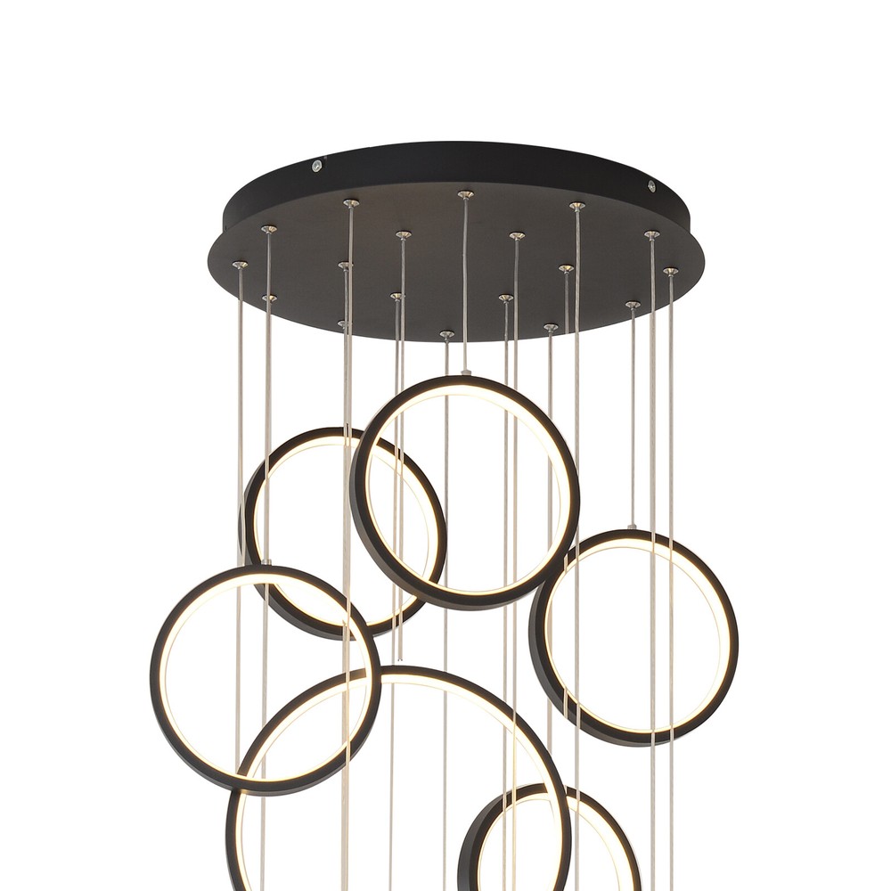 Modern Led Chandelier Lighting,Dimmable with Remote Control 18 Rings,Adjtable