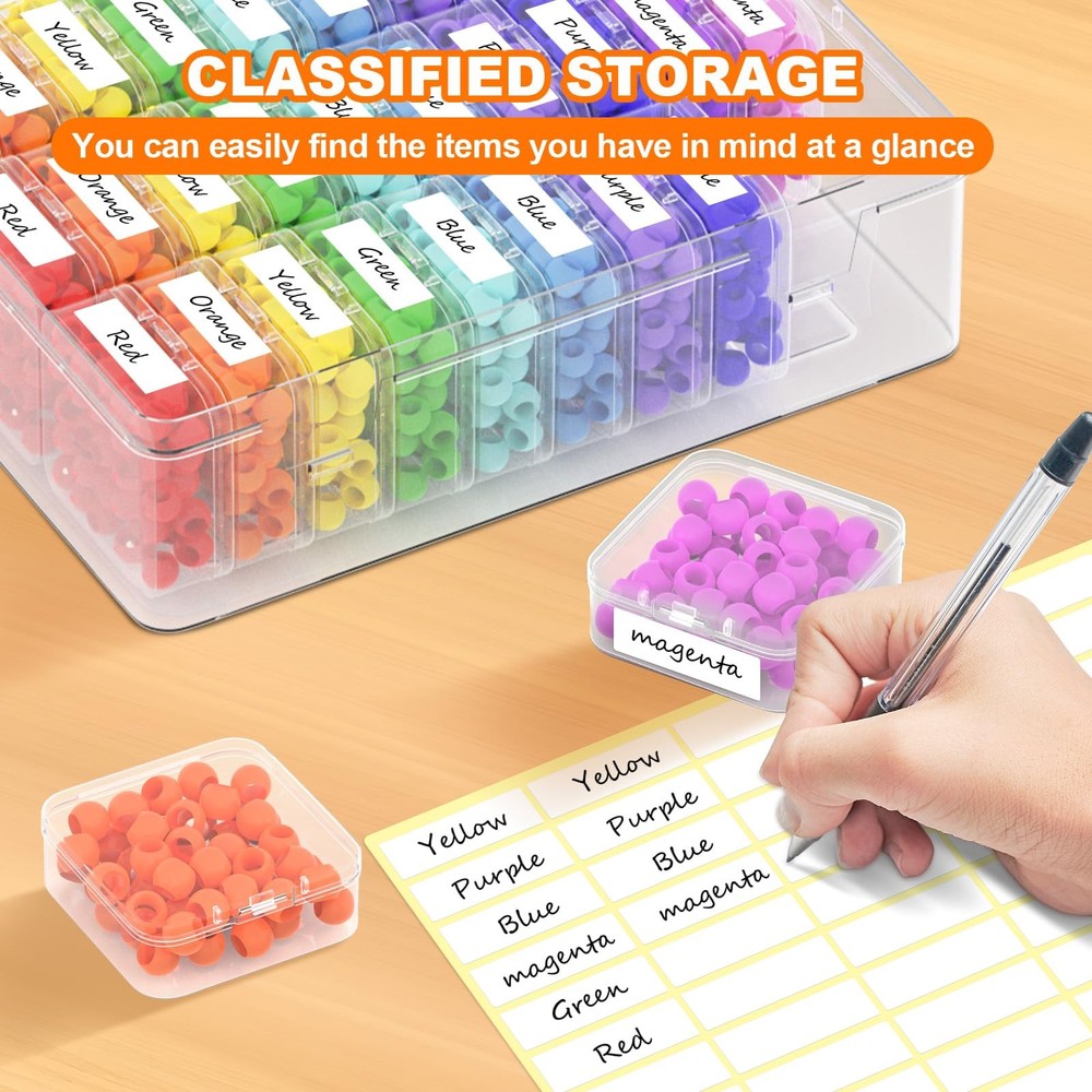Bead Organizer Box, 30 Pcs Clear Plastic Storage Containers Features Hinged L...