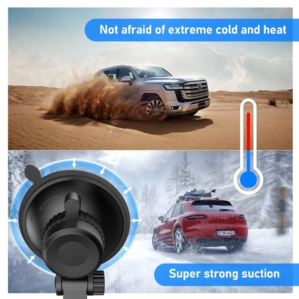 LIUFACAI Dash Cam Mount, Suction Cup Windshield Black