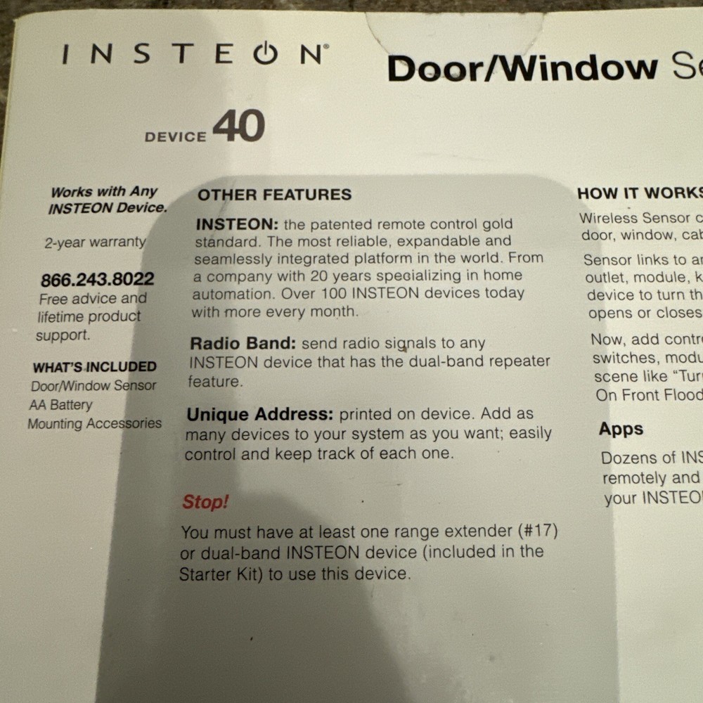 Insteon Door/Window Sensor - Device 40