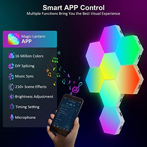 8 Pack Hexagon Wall Light RGB Panel - Smart APP RGB Hexagonal Multicolor