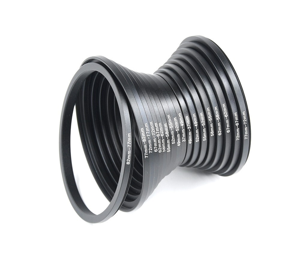 18 Pcs Lens Ring Camera Filter Adapter Set, Step-Up & Step Down Kit for DSLR