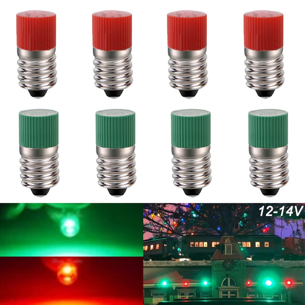 4Pcs Red + 4Pcs Green Screw Base LED Bulbs For American Flyer Switch Controller