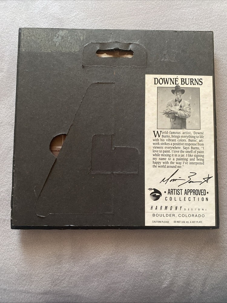 Downé Burns Stand Alone Framed Southwestern Tile Art Signed
