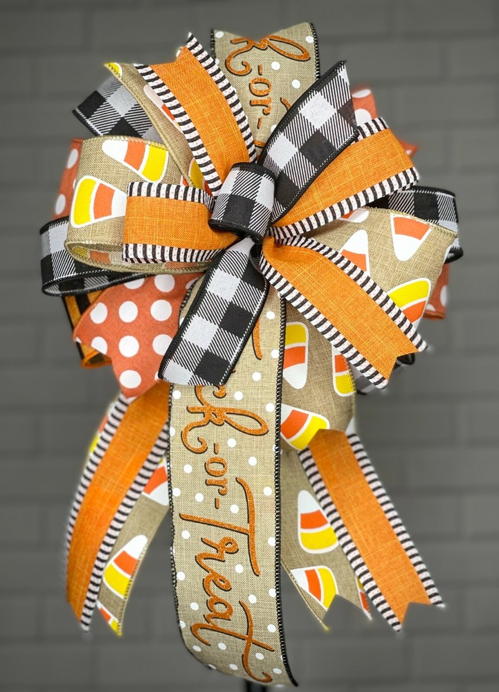 Halloween Candy Corn Wreath Bow, Halloween Decor