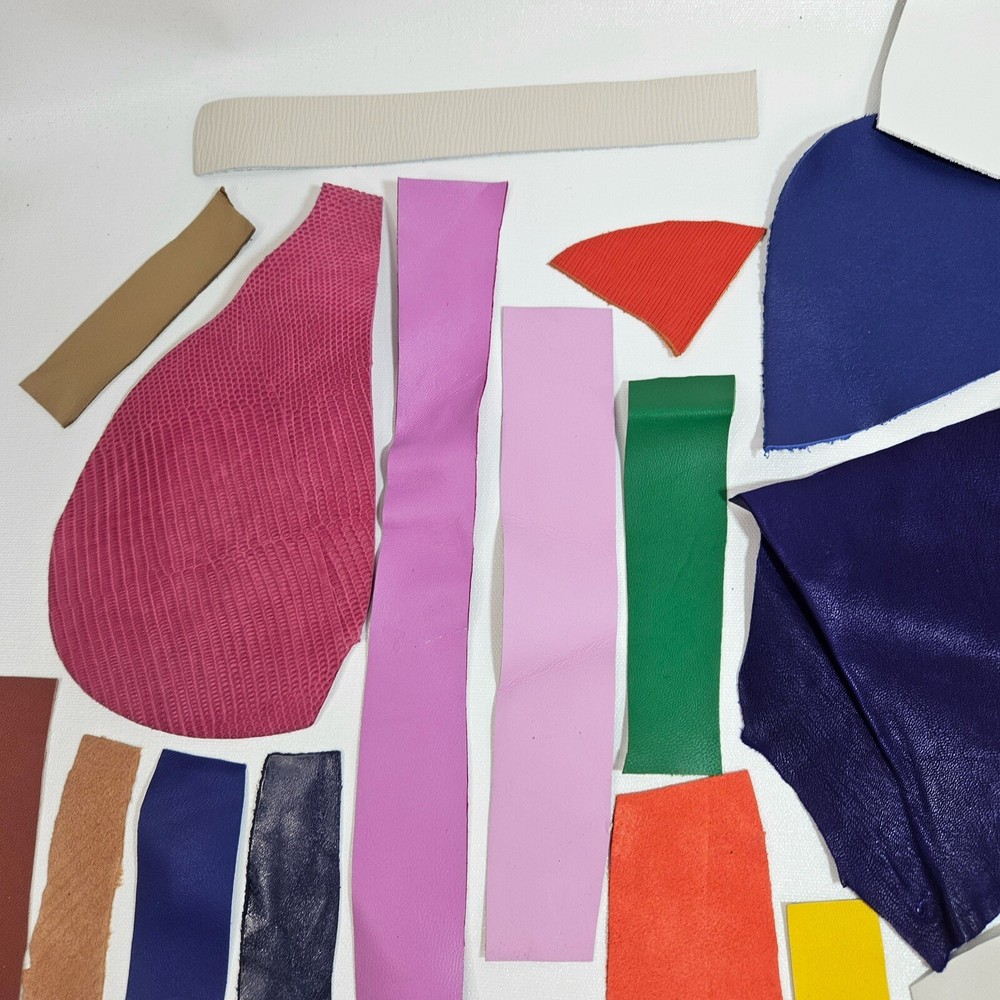 Genuine Leather Scraps Bits Small/Tiny Samples Crafts 15 oz Total
