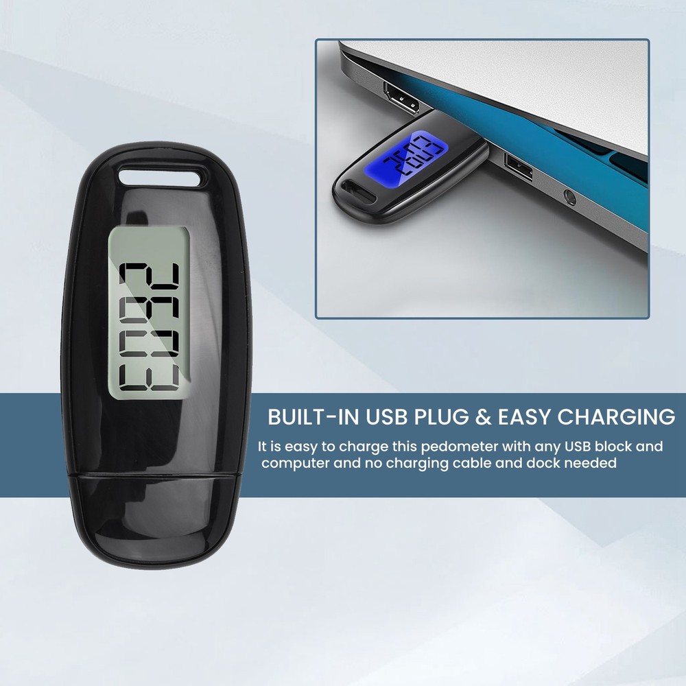 Simple Step Counter,Walking 3D Pedometer with Rechargeable Battery,1237