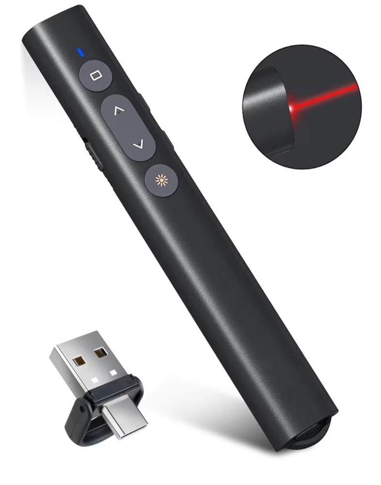 Clicker de presentación USB-A/USB-C para presentaciones de PowerPoint