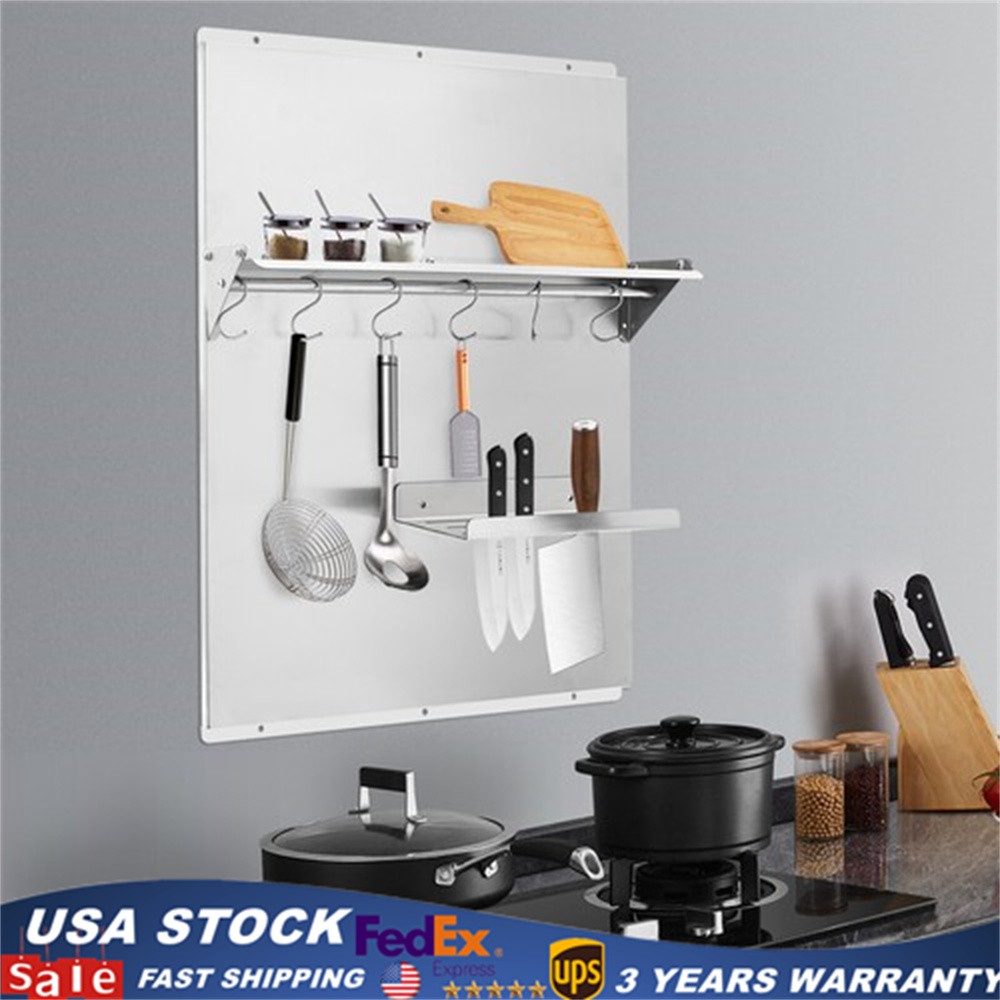 Range Backsplash Commercial Kitchen Stove Backsplash W/ Storage Shelf Wall Mount
