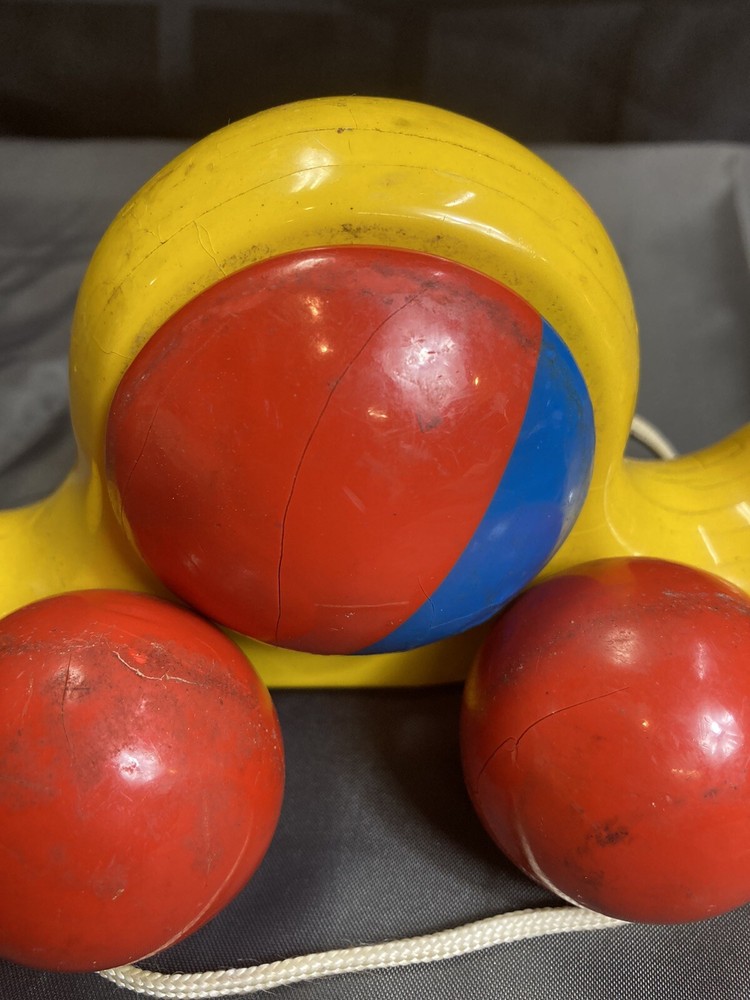 Vintage Wood Snail Pull Toy Primitive Pull Along Toy