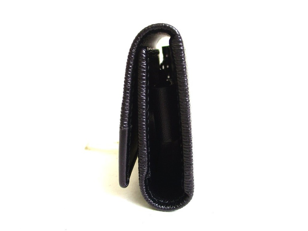 Authentic BVLGARI Black Leather 6 Pics Key Cases #a086