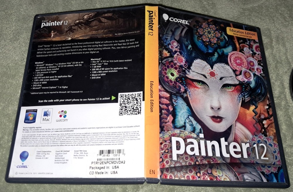 Corel Painter 12 PC/Computer Software Education Edition Windows Win/MAC 2011