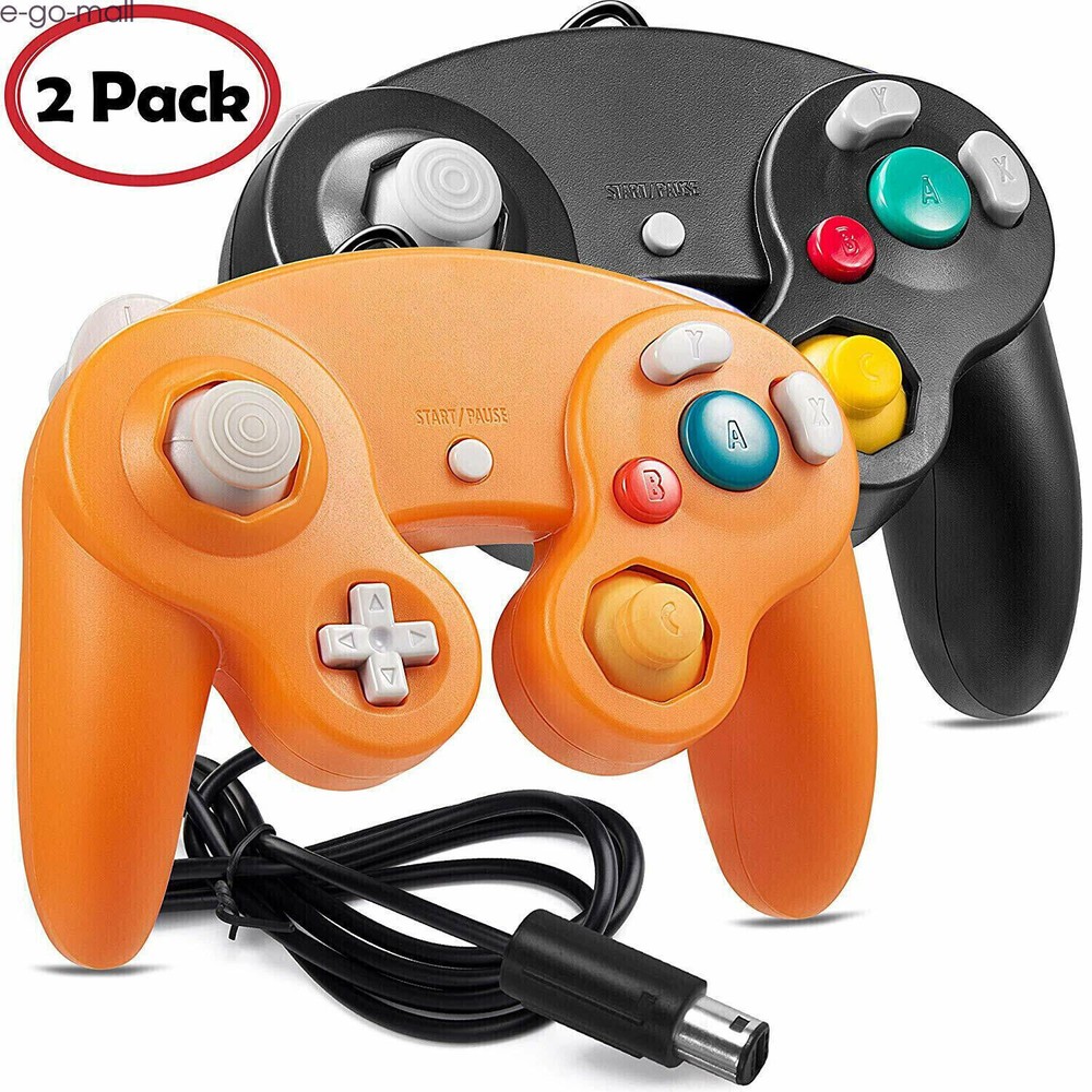 2 Pack Wired Rumble Controller Gamepad for Nintendo GameCube Console Dual Shock