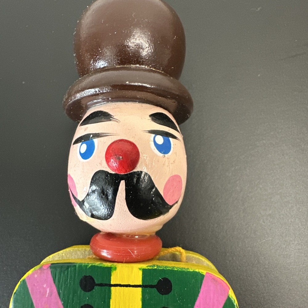 Austrian-Style Pull String Puppet Christmas VTG Wooden Policeman Yellow