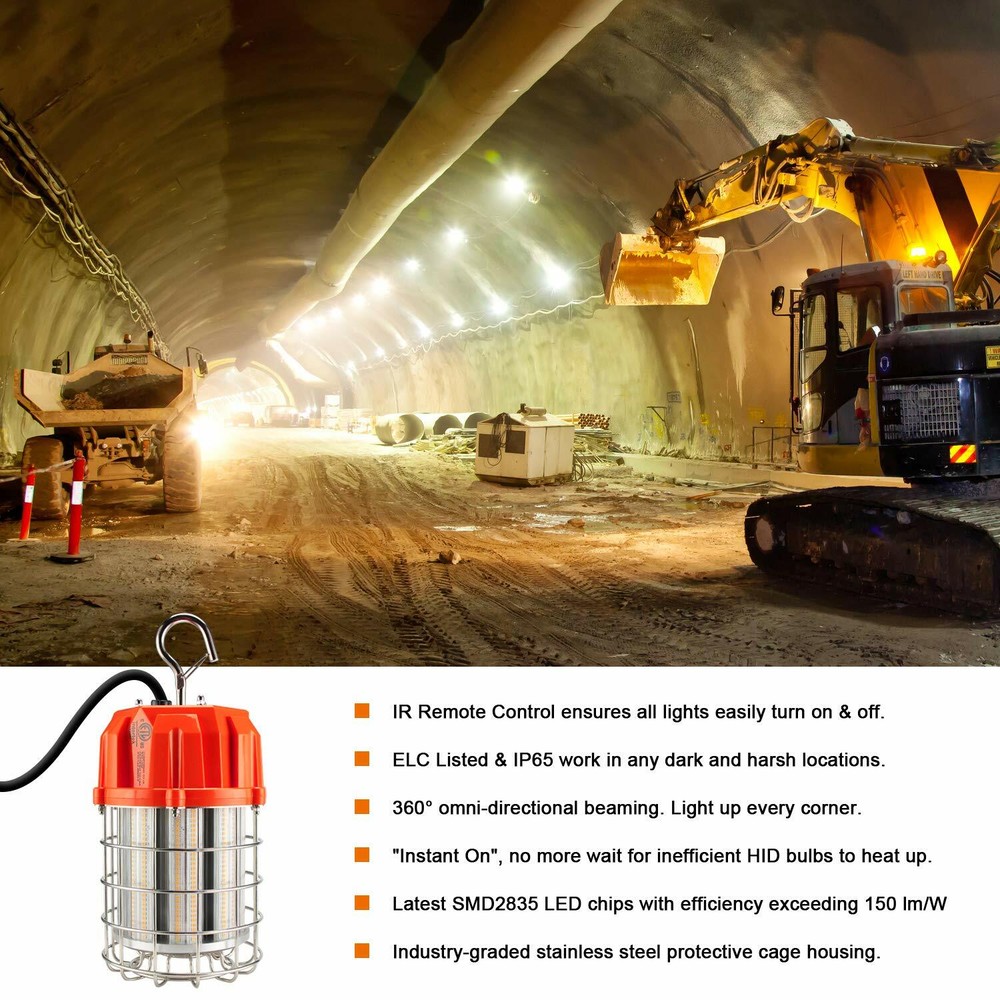100W High Bay LED Work Light 14500Lm Remote Control Construction Portable Light