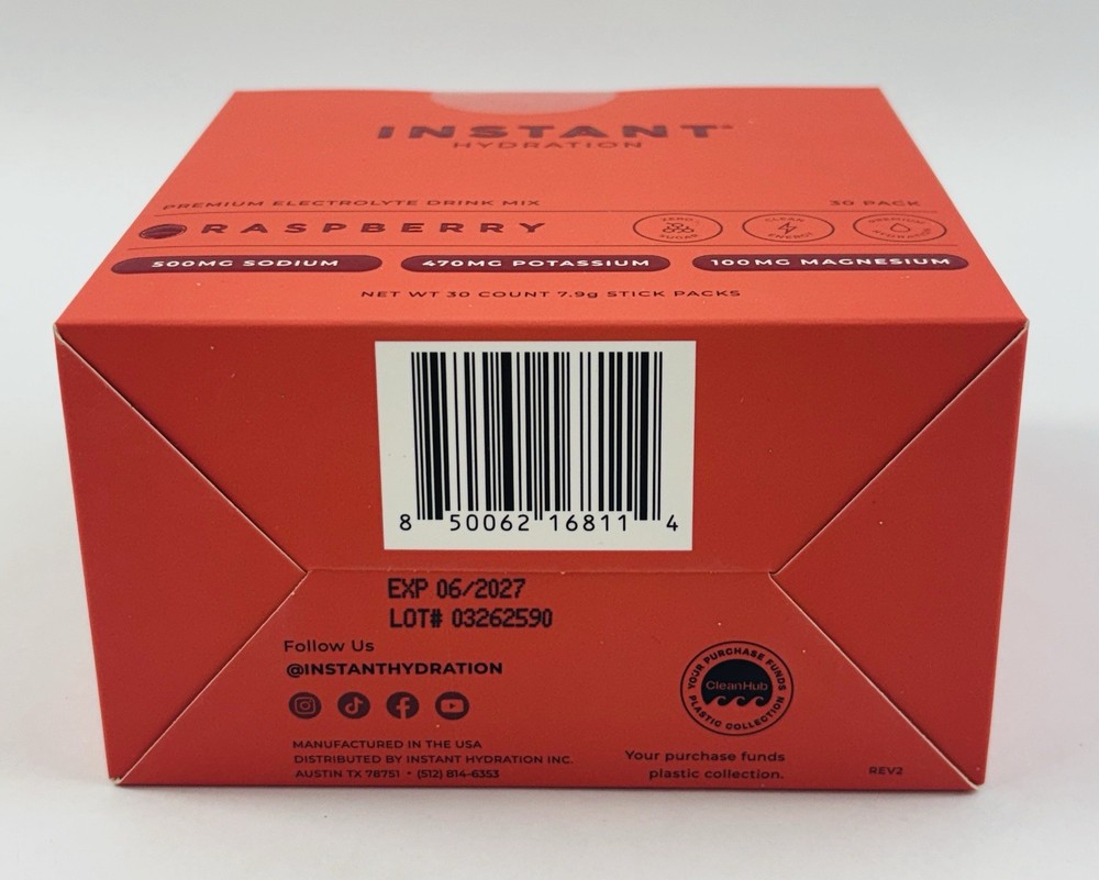 Instant Hydration Premium Electrolyte Drink Mix - Raspberry - 30 Packets