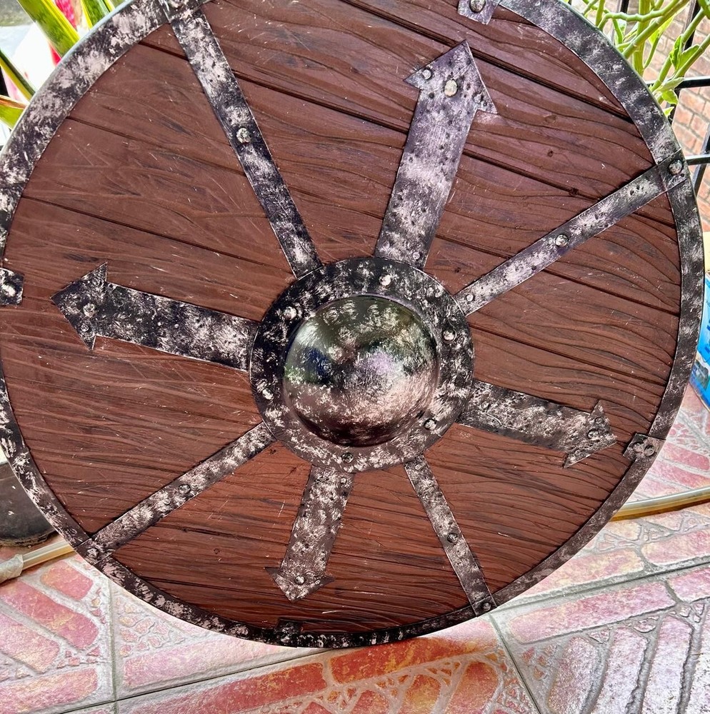 Medieval Viking Shield 24" – Authentic Round Design in Brown-Black pattern